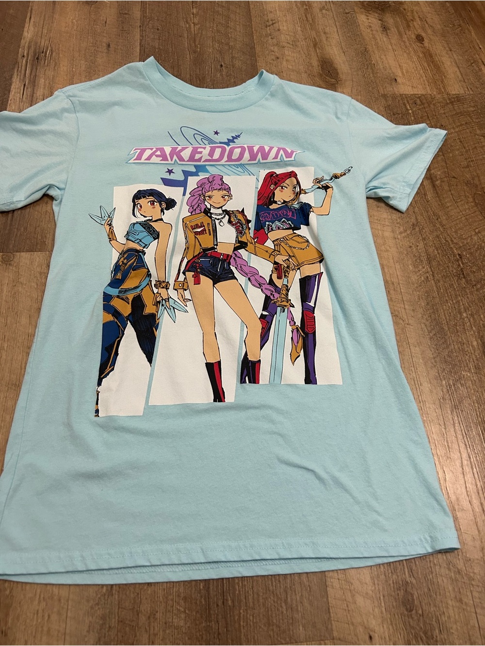 Netflix KPOP Demon Hunters Tee - Light Blue with Purple Accents